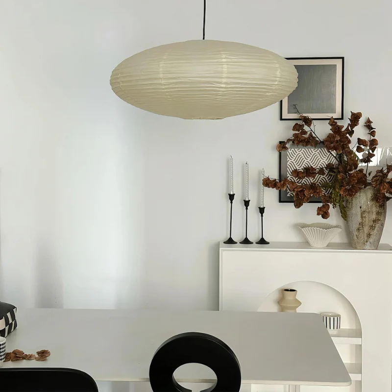 Plafondlamp Mulberry Papier Japandi Design Ø50 Ø60 LED Dimbaar Wit Geometrisch | Sansoti