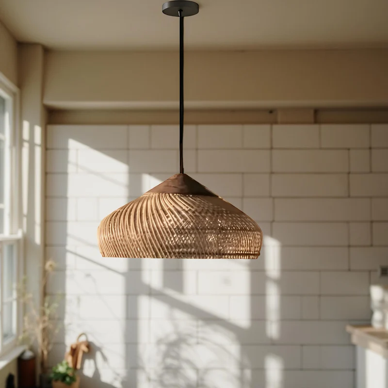 Hanglamp Rattan Bamboe Handgevlochten Bohemian Retro E27 Ø40 Ø60 Eetkamer | Sansoti