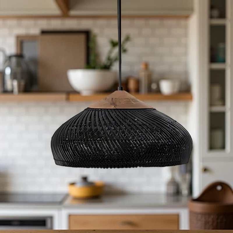 Hanglamp Rattan Bamboe Handgevlochten Bohemian Retro E27 Ø40 Ø60 Eetkamer | Sansoti