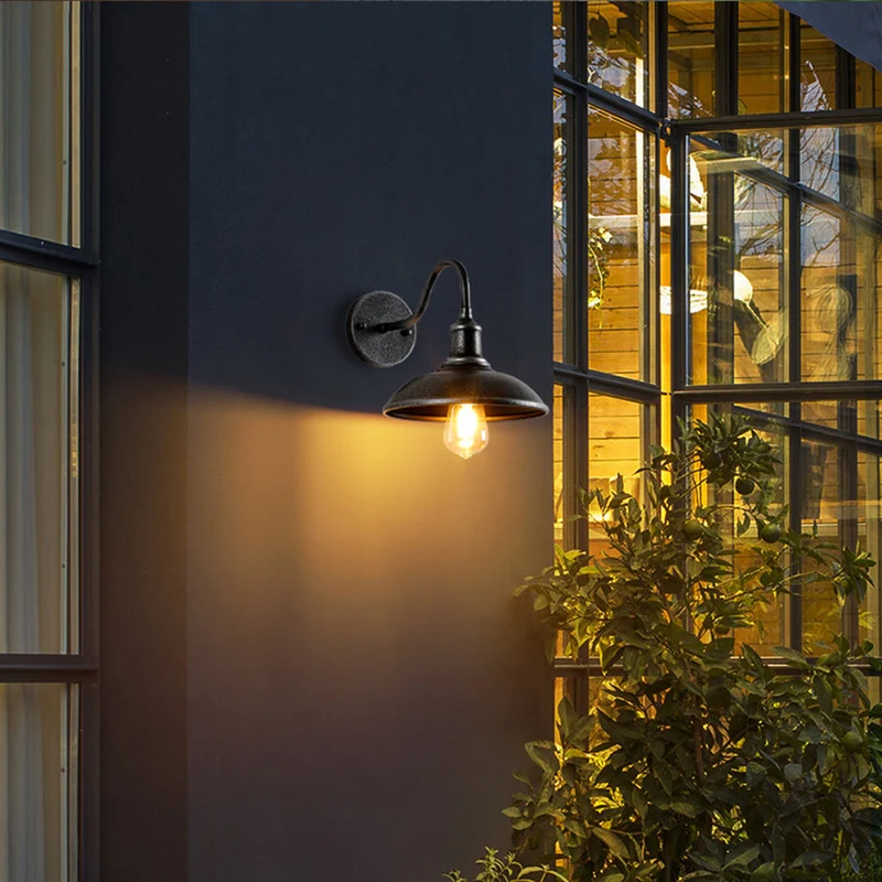 Buitenlamp Gooseneck Industrieel IP65 Waterdicht Brons LED Ø24 Ø29 Veranda | Sansoti