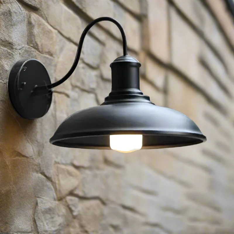 Buitenlamp Gooseneck Industrieel IP65 Waterdicht Brons LED Ø24 Ø29 Veranda | Sansoti
