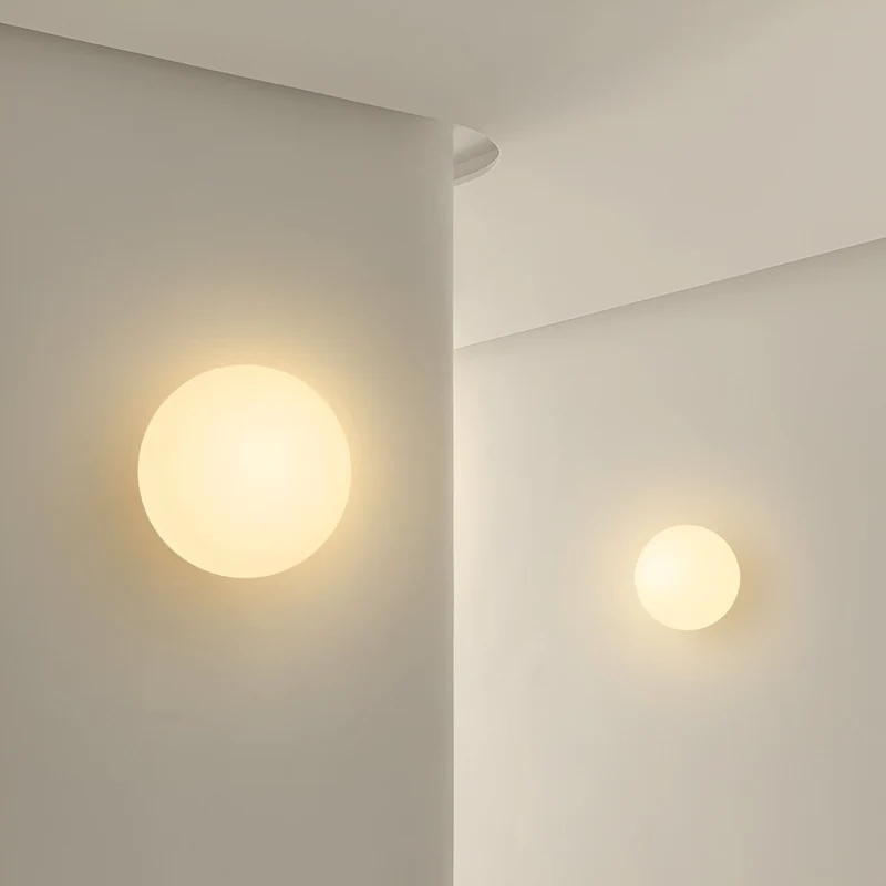 Wandlamp Rond Gesatineerd Glas Minimalistisch Japandi Ø12 Ø20 Slaapkamer Hal | Sansoti