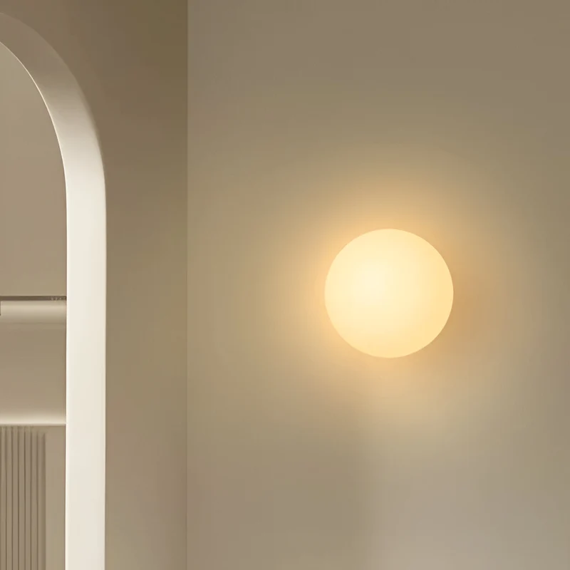Wandlamp Rond Gesatineerd Glas Minimalistisch Japandi Ø12 Ø20 Slaapkamer Hal | Sansoti