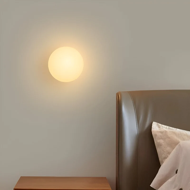 Wandlamp Rond Gesatineerd Glas Minimalistisch Japandi Ø12 Ø20 Slaapkamer Hal | Sansoti