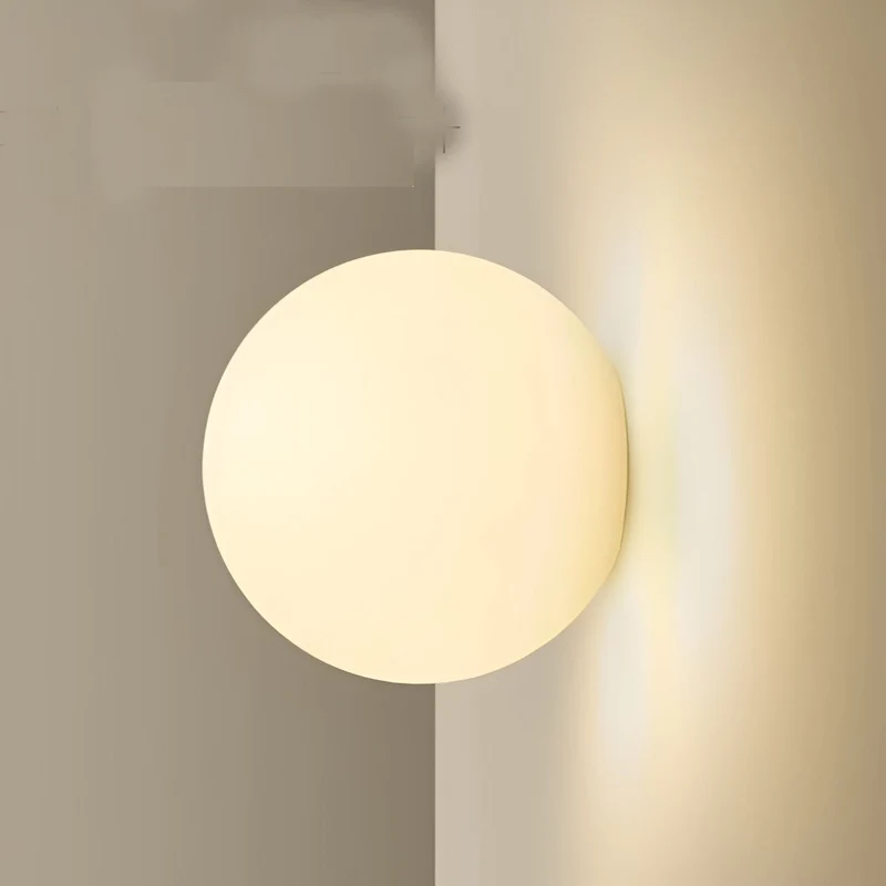 Wandlamp Rond Gesatineerd Glas Minimalistisch Japandi Ø12 Ø20 Slaapkamer Hal | Sansoti