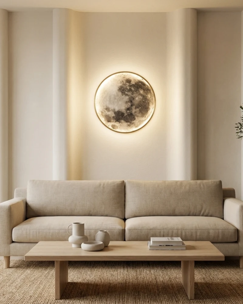 Maanverlichting Wandlamp LED met Reliëf 3D Sfeerverlichting Vollemaan Effect voor Slaapkamer Woonkamer Ontspanning Meditatie | Sansoti