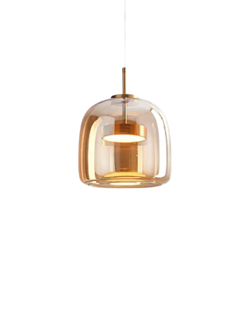 Hanglamp Rookglas met LED Verlichting Goud Zwart Amber Dimbaar Eetkamer | Scandinavische Glazen Plafondlamp Metalen Finish Keukeneiland Moderne Verlichting Woonkamer Design | Sansoti
