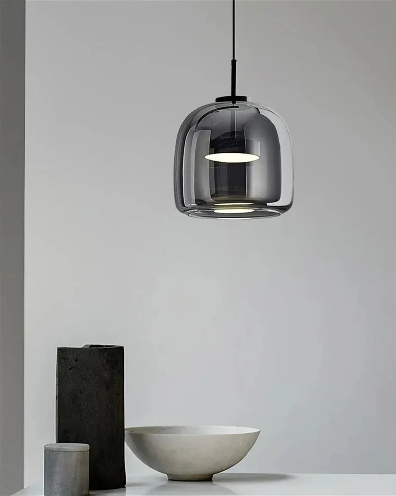 Hanglamp Rookglas met LED Verlichting Goud Zwart Amber Dimbaar Eetkamer | Scandinavische Glazen Plafondlamp Metalen Finish Keukeneiland Moderne Verlichting Woonkamer Design | Sansoti