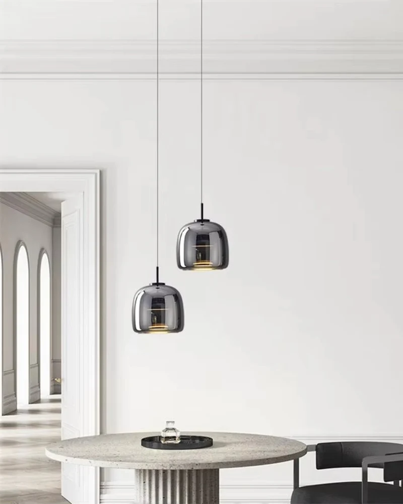 Hanglamp Rookglas met LED Verlichting Goud Zwart Amber Dimbaar Eetkamer | Scandinavische Glazen Plafondlamp Metalen Finish Keukeneiland Moderne Verlichting Woonkamer Design | Sansoti
