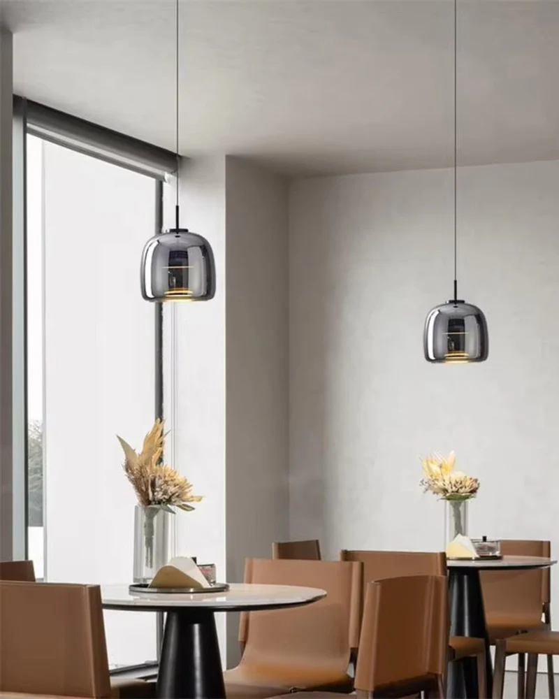 Hanglamp Rookglas met LED Verlichting Goud Zwart Amber Dimbaar Eetkamer | Scandinavische Glazen Plafondlamp Metalen Finish Keukeneiland Moderne Verlichting Woonkamer Design | Sansoti
