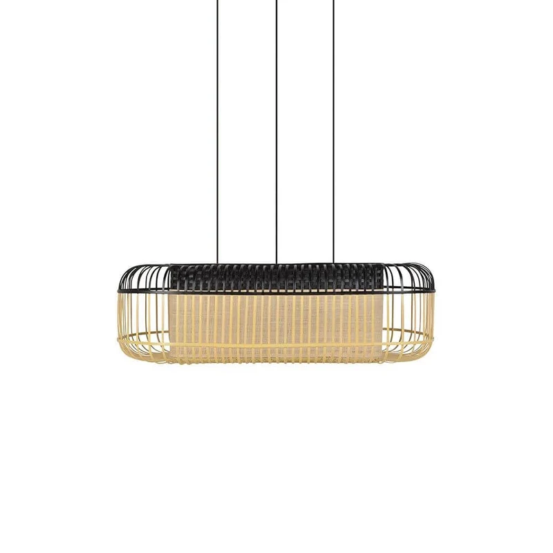 Forestier Esstisch-Hängeleuchte Bamboo Oval