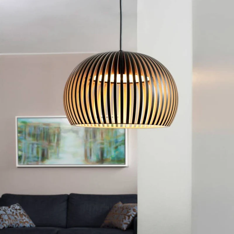 LED Pendelleuchte Atto 5000 aus Holz Ø 34cm