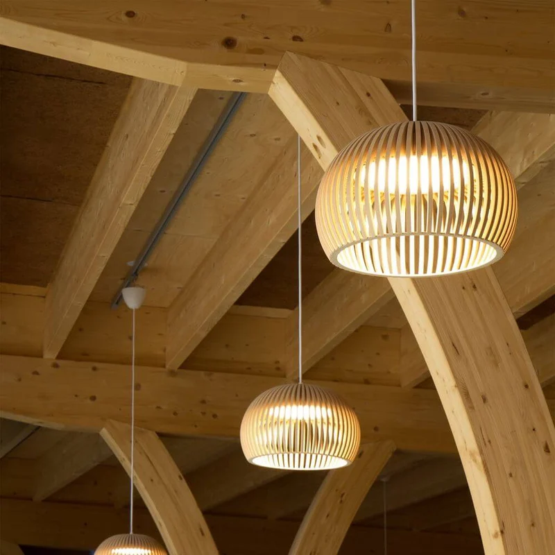 LED Pendelleuchte Atto 5000 aus Holz Ø 34cm