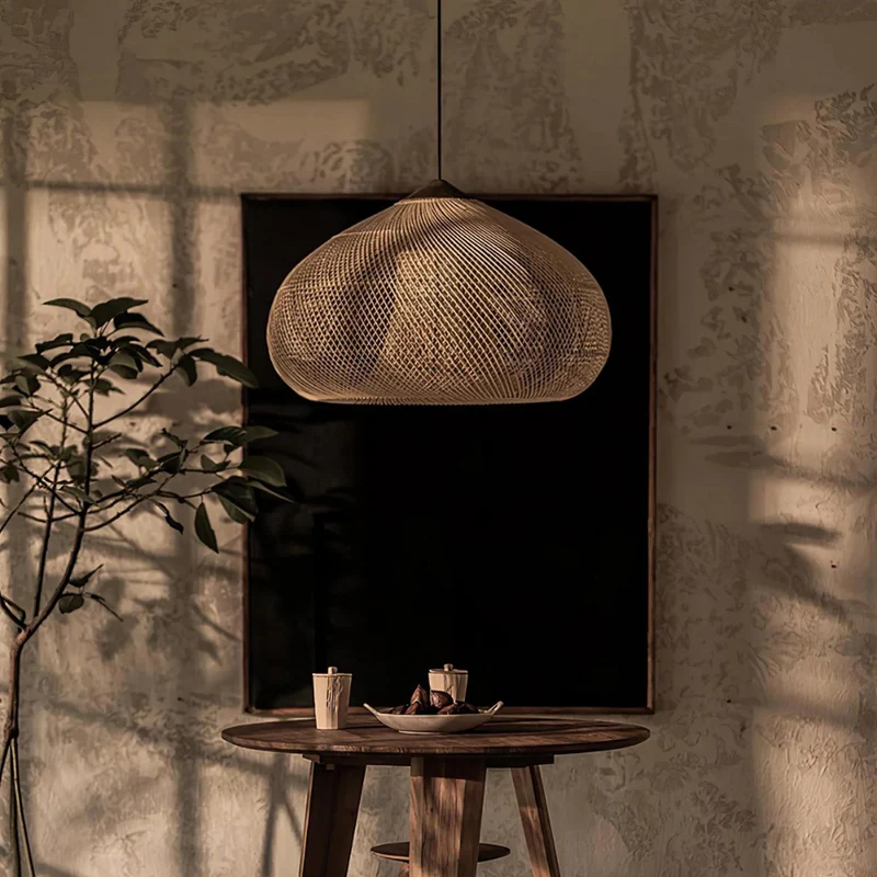 Elegant Handmade Rattan Japandi Pendant Light