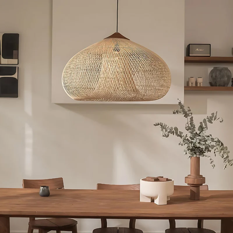 Elegant Handmade Rattan Japandi Pendant Light