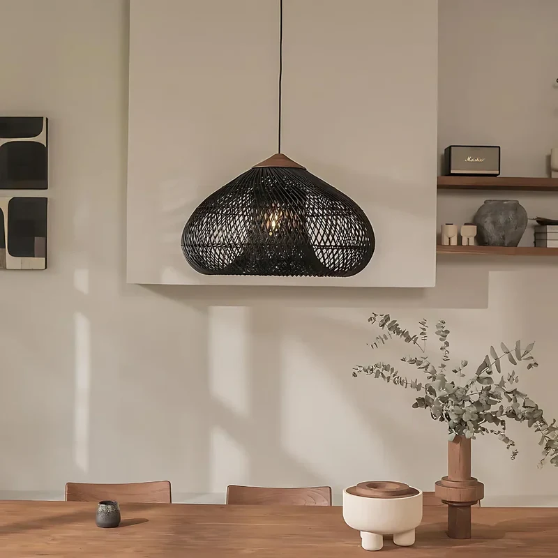 Elegant Handmade Rattan Japandi Pendant Light