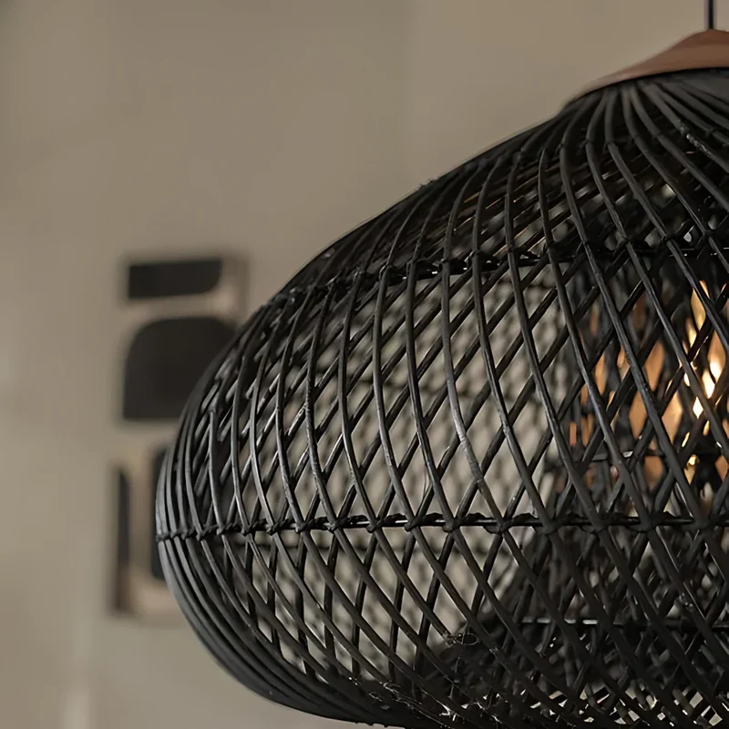 Elegant Handmade Rattan Japandi Pendant Light