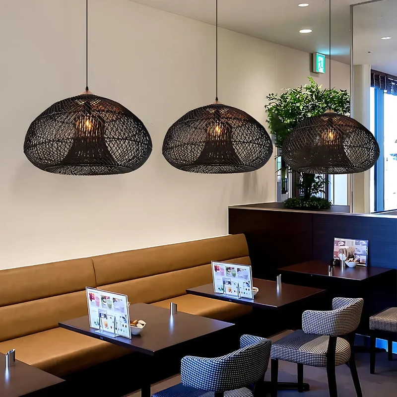 Elegant Handmade Rattan Japandi Pendant Light