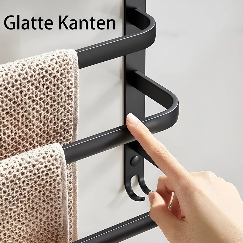 Handdoekrek Wandmontage Aluminium Zwart 40-60cm Badkamer Plank | Sansoti