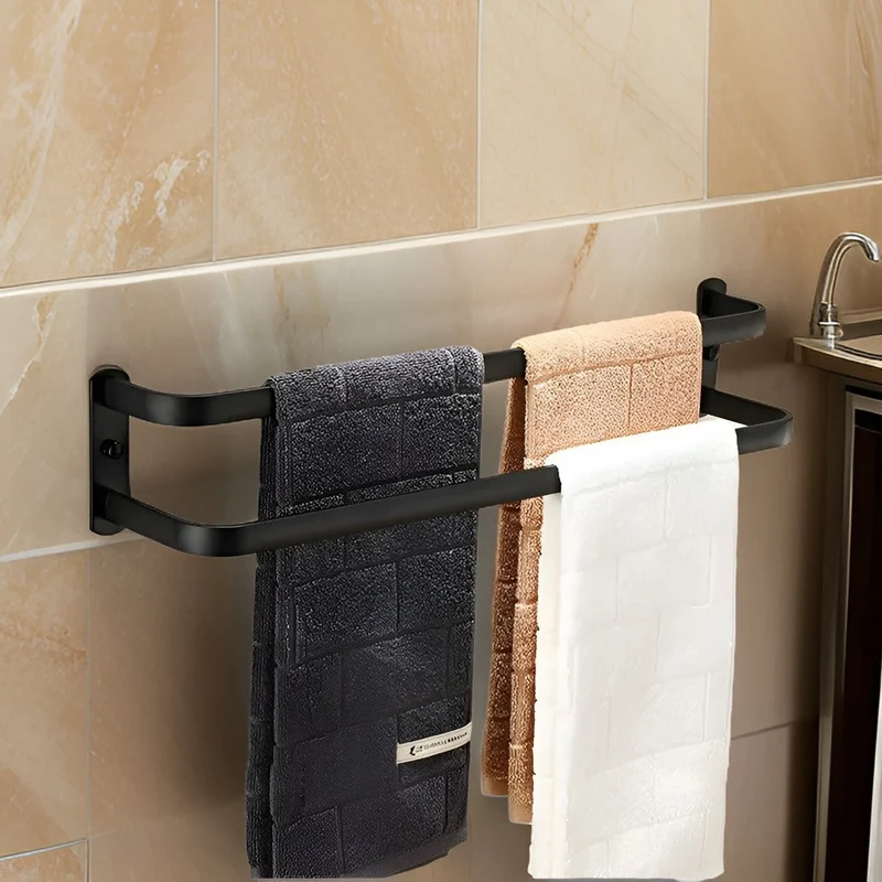 Handdoekrek Wandmontage Aluminium Zwart 40-60cm Badkamer Plank | Sansoti