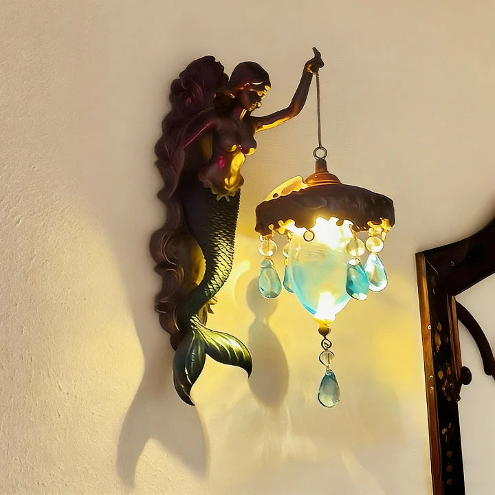 Wandlamp Zeemeermin Kunsthars Glas Kristal 20cm Slaapkamer Gang Woonkamer Sfeerverlichting Decoratieve Wandverlichting Binnen | Sansoti