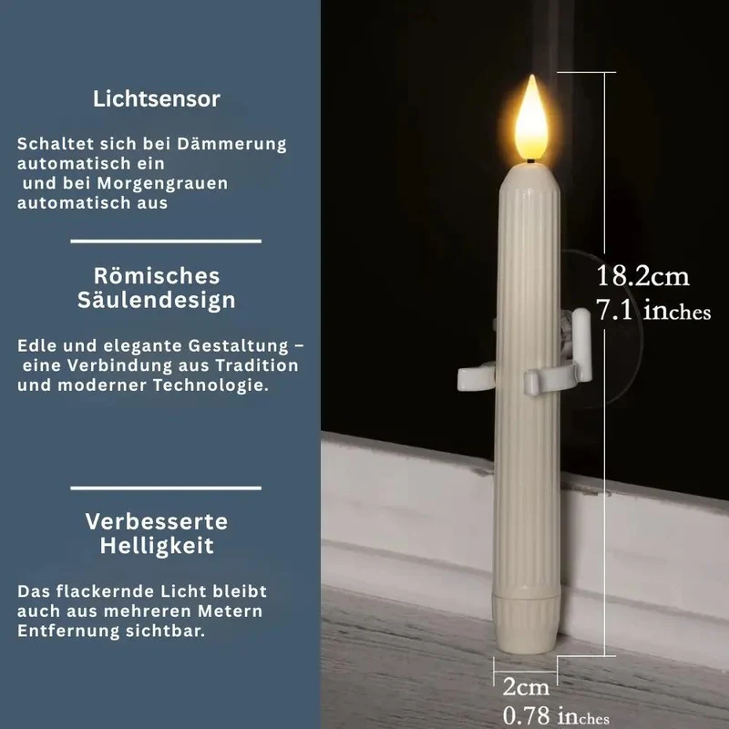 Vensterkaarsen LED Flikkerlicht Kunststof Ivoor 18,2cm Set 6 Stuks Schemersensor Timer Sfeerlicht Kerstdecoratie Raamdecoratie Batterij | Sansoti