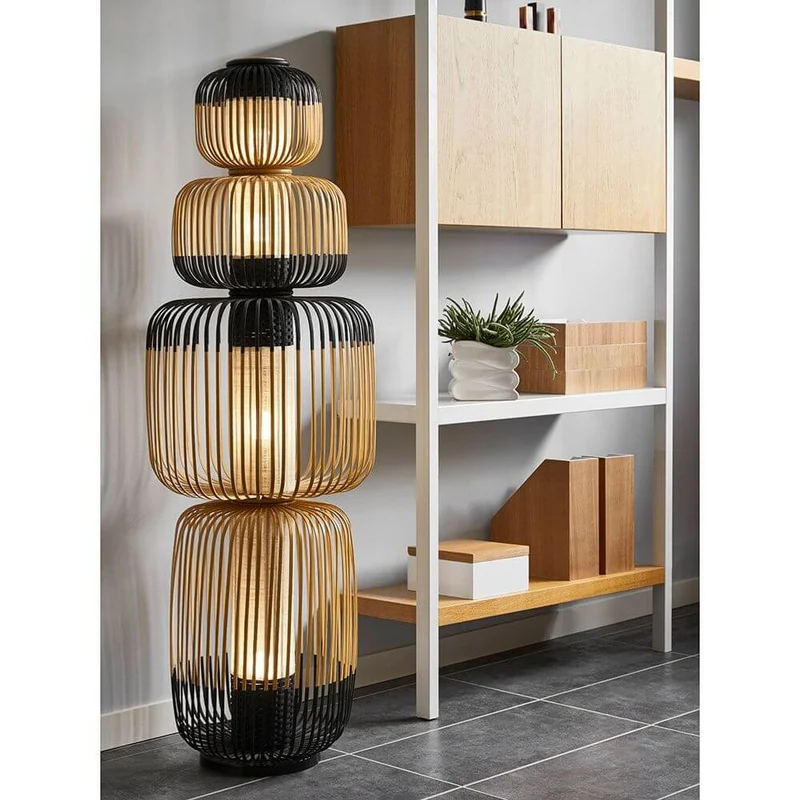 Forestier Kombi-Stehleuchte Bamboo Totem 4-flammig