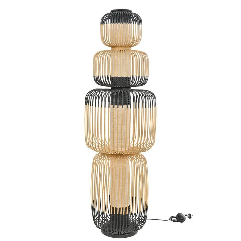 Forestier Kombi-Stehleuchte Bamboo Totem 4-flammig