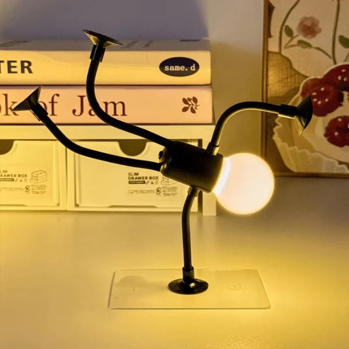 Decoratief LED Figuurtjeslamp 18cm Warmwit USB Oplaadbaar Sfeerlicht Slaapkamer Woonkamer Nachtlamp Bureaulamp Zuignappen Flexibel | Sansoti