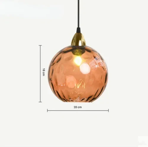 Glazen Bol Hanglamp met Gekleurde Glaskap voor Eetkamer Woonkamer | Sansoti
