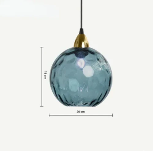 Glazen Bol Hanglamp met Gekleurde Glaskap voor Eetkamer Woonkamer | Sansoti