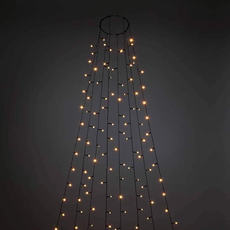 LED Baummantel mit Ring, Glimmereffekt & 8h Timer Schwarz