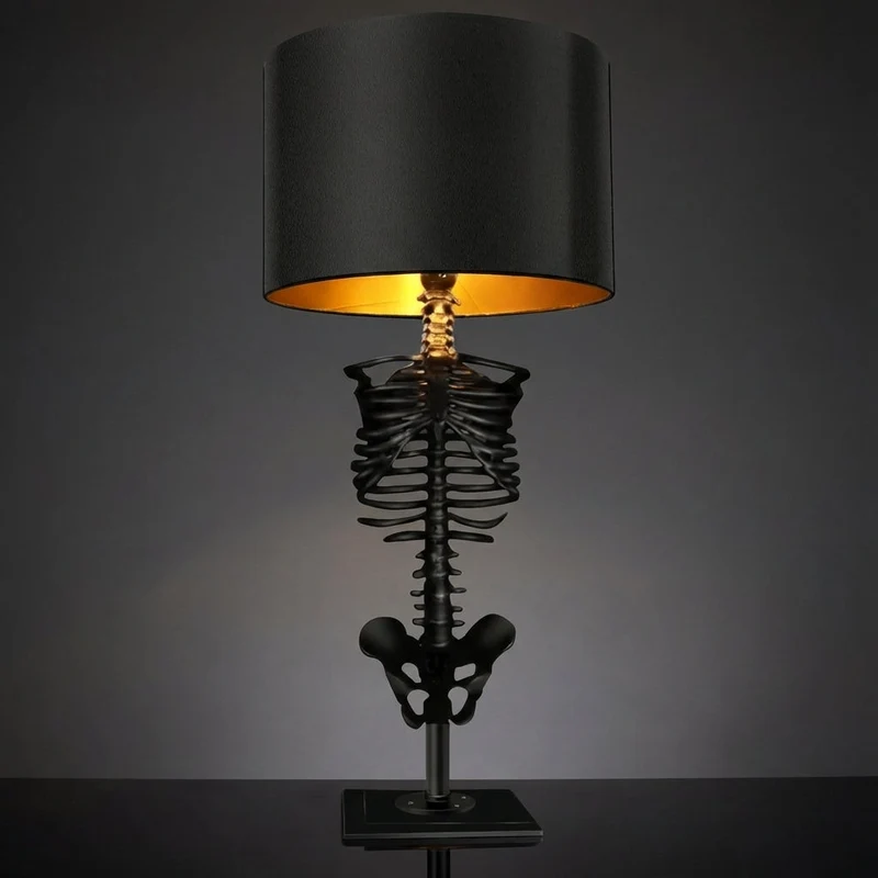Tafellamp Skelet Gothic Handgemaakt Hout Resin Goud Koper Kunstig Statement Decoratie Donker Romantisch Woonkamer Nachtkastje Sfeer | Sansoti