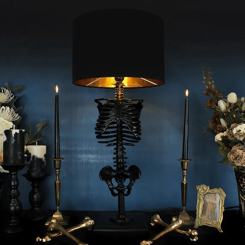 Tafellamp Skelet Gothic Handgemaakt Hout Resin Goud Koper Kunstig Statement Decoratie Donker Romantisch Woonkamer Nachtkastje Sfeer | Sansoti