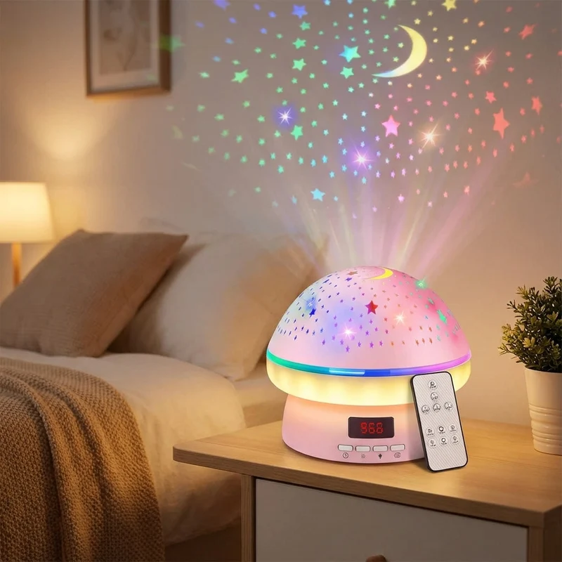 Sterrenprojectoren Lamp Draadloos Oplaadbaar Roterende Sterren LED Slaapkamer Kinderkamer Rustgevend Multikleur Touch Remote Timer Display | Sansoti