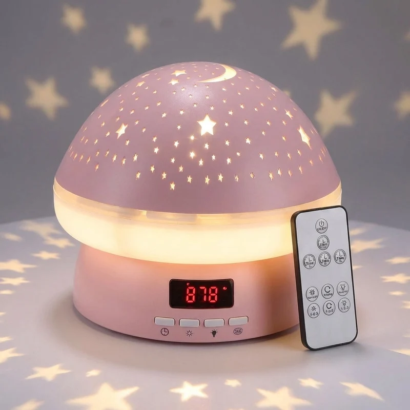 Sterrenprojectoren Lamp Draadloos Oplaadbaar Roterende Sterren LED Slaapkamer Kinderkamer Rustgevend Multikleur Touch Remote Timer Display | Sansoti