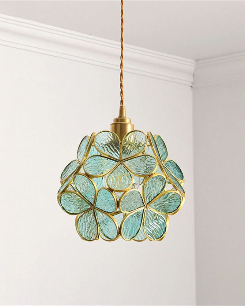 Handgemaakte Hanglamp met Acryl Bloem en IJzeren Frame Transparant Roze Blauw Beige voor Eetkamer Woonkamer Slaapkamer | Sansoti
