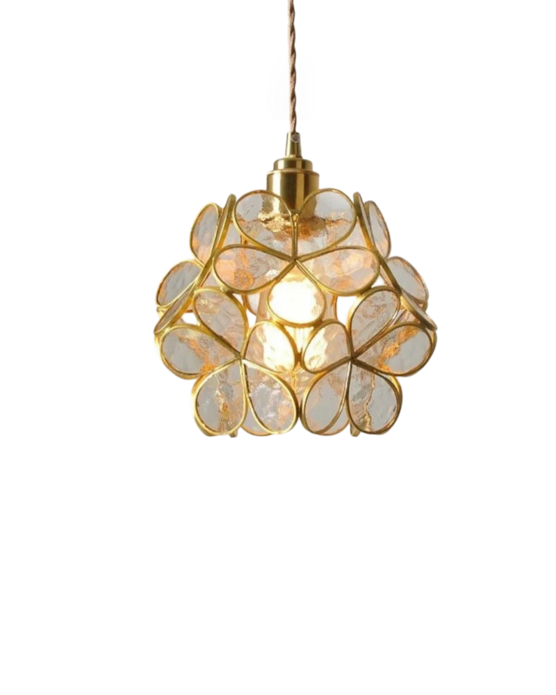 Handgemaakte Hanglamp met Acryl Bloem en IJzeren Frame Transparant Roze Blauw Beige voor Eetkamer Woonkamer Slaapkamer | Sansoti