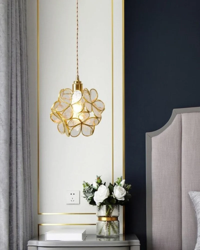 Handgemaakte Hanglamp met Acryl Bloem en IJzeren Frame Transparant Roze Blauw Beige voor Eetkamer Woonkamer Slaapkamer | Sansoti