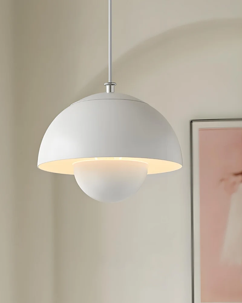 Minimalistische Hanglamp Wit Rond Design Scandinavisch Interieur Eetkamer Slaapkamer Woonkamer Sfeerverlichting | Sansoti