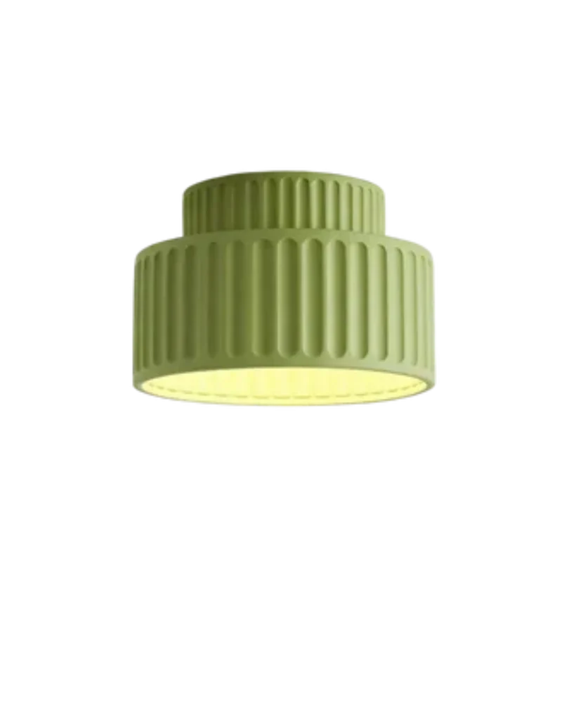 Geribde plafondlamp van hars met zachte sfeerverlichting | Sansoti