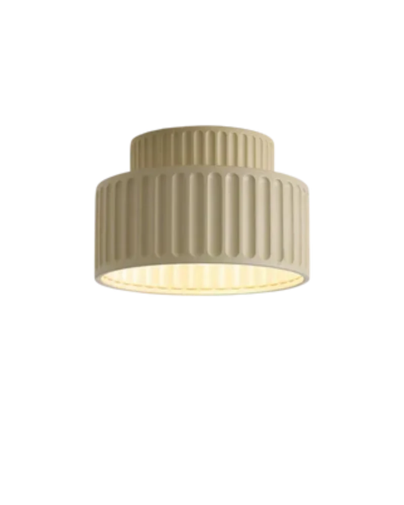 Geribde plafondlamp van hars met zachte sfeerverlichting | Sansoti