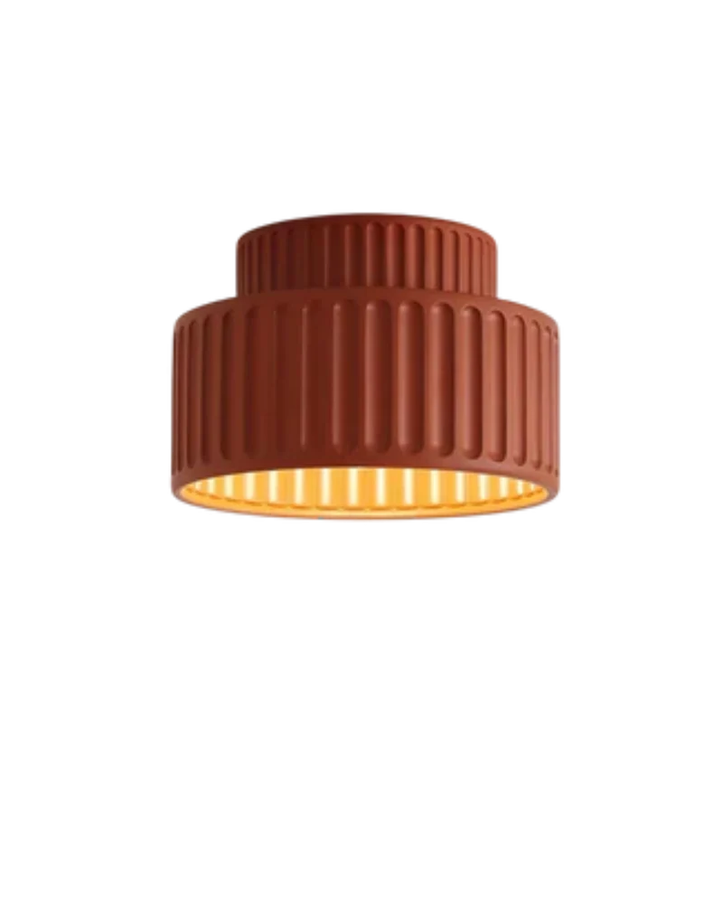 Geribde plafondlamp van hars met zachte sfeerverlichting | Sansoti