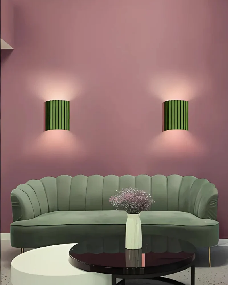 Wandlamp Ribbelstructuur Groen Met Tweezijdige Lichtbundel Voor Sfeervolle Ruimtes | Sansoti