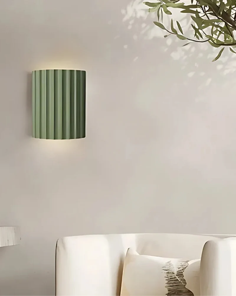 Wandlamp Ribbelstructuur Groen Met Tweezijdige Lichtbundel Voor Sfeervolle Ruimtes | Sansoti