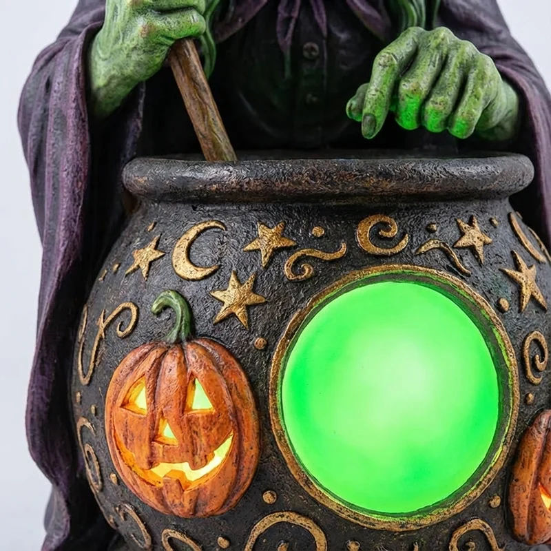 Decoratielamp Heks Ketel Halloween LED Neon Groen USB Resin 15cm Woonkamer Tafeldecoratie Sfeerverlichting Feest Cadeau | Sansoti