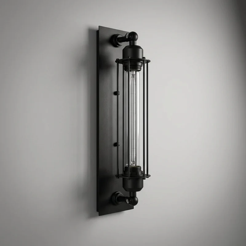 Wandlamp Industrieel Zwart Metaal Kooi Glas LED Vintage Woonkamer Slaapkamer Hal Edison Retro Wandlicht Sfeerverlichting | Sansoti