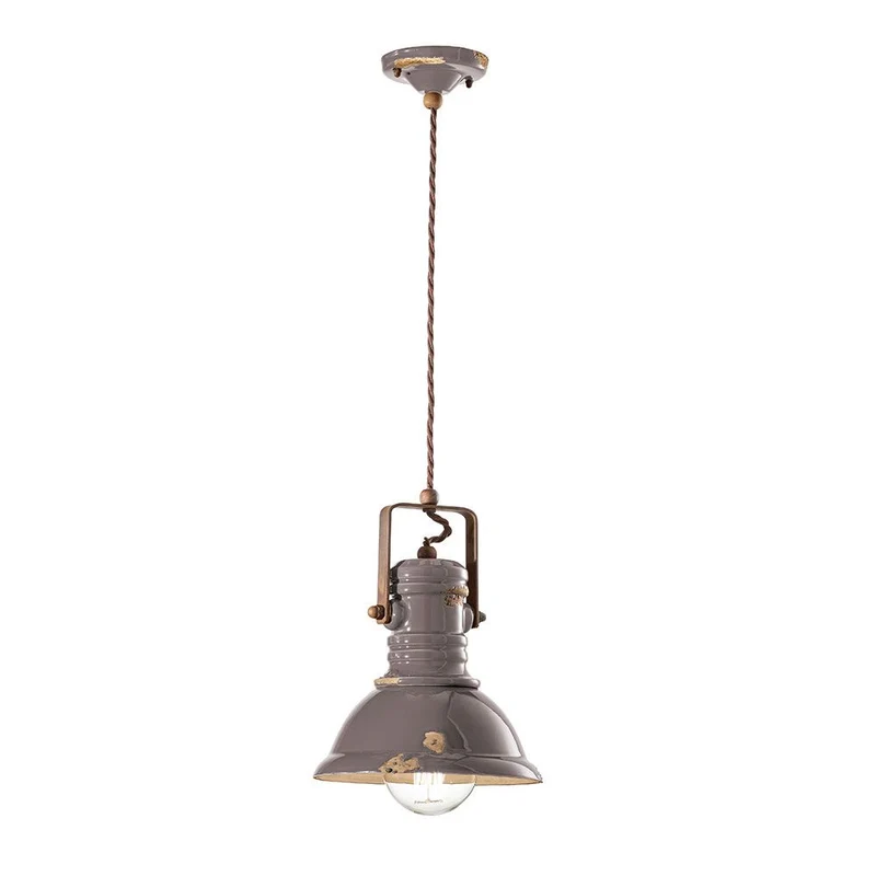 Ferroluce Industrial Keramik-Hängeleuchte Ø 23cm
