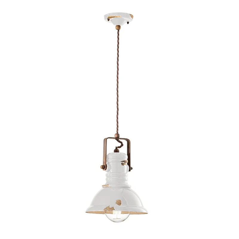 Ferroluce Industrial Keramik-Hängeleuchte Ø 23cm