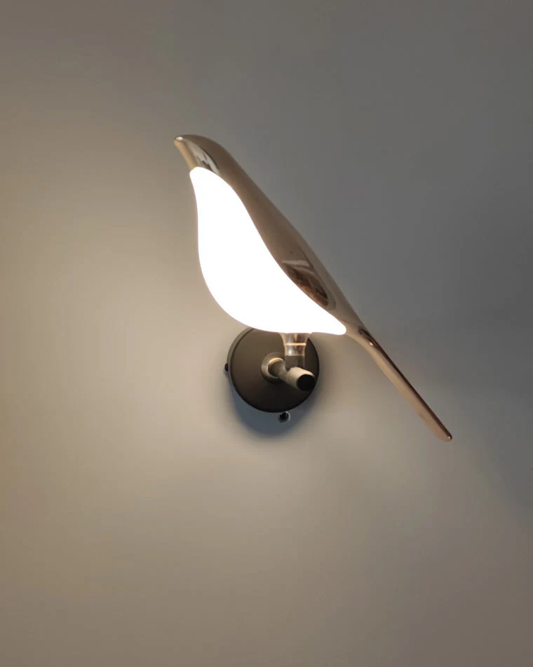 Wandlamp Vogel Goud Zwart Metaal LED Warm Wit Slaapkamer Hal Decoratief | Sansoti